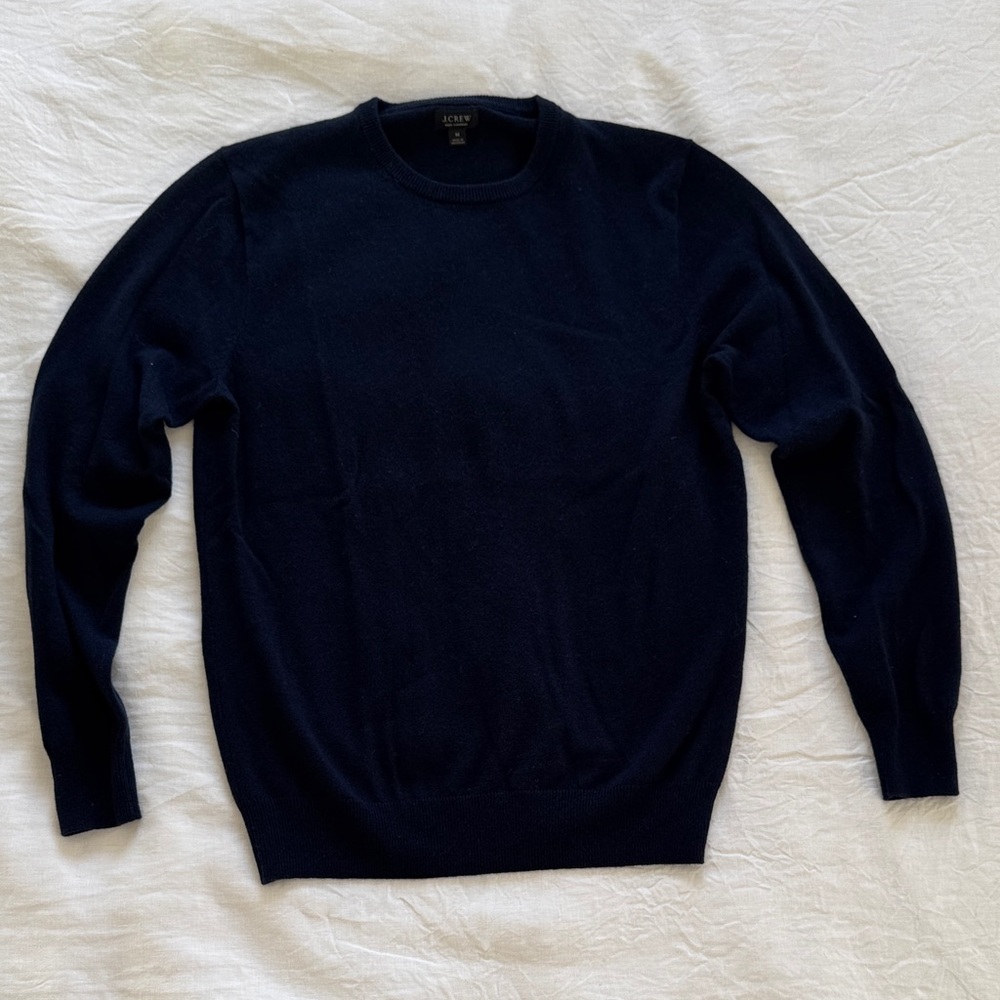 J. Crew Men's Navy 100% Cashmere Crewneck Sweater